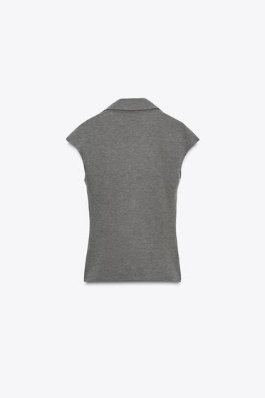 TOP PIQUÉ BOUTONS - Gris anthracite de Zara - Image 6