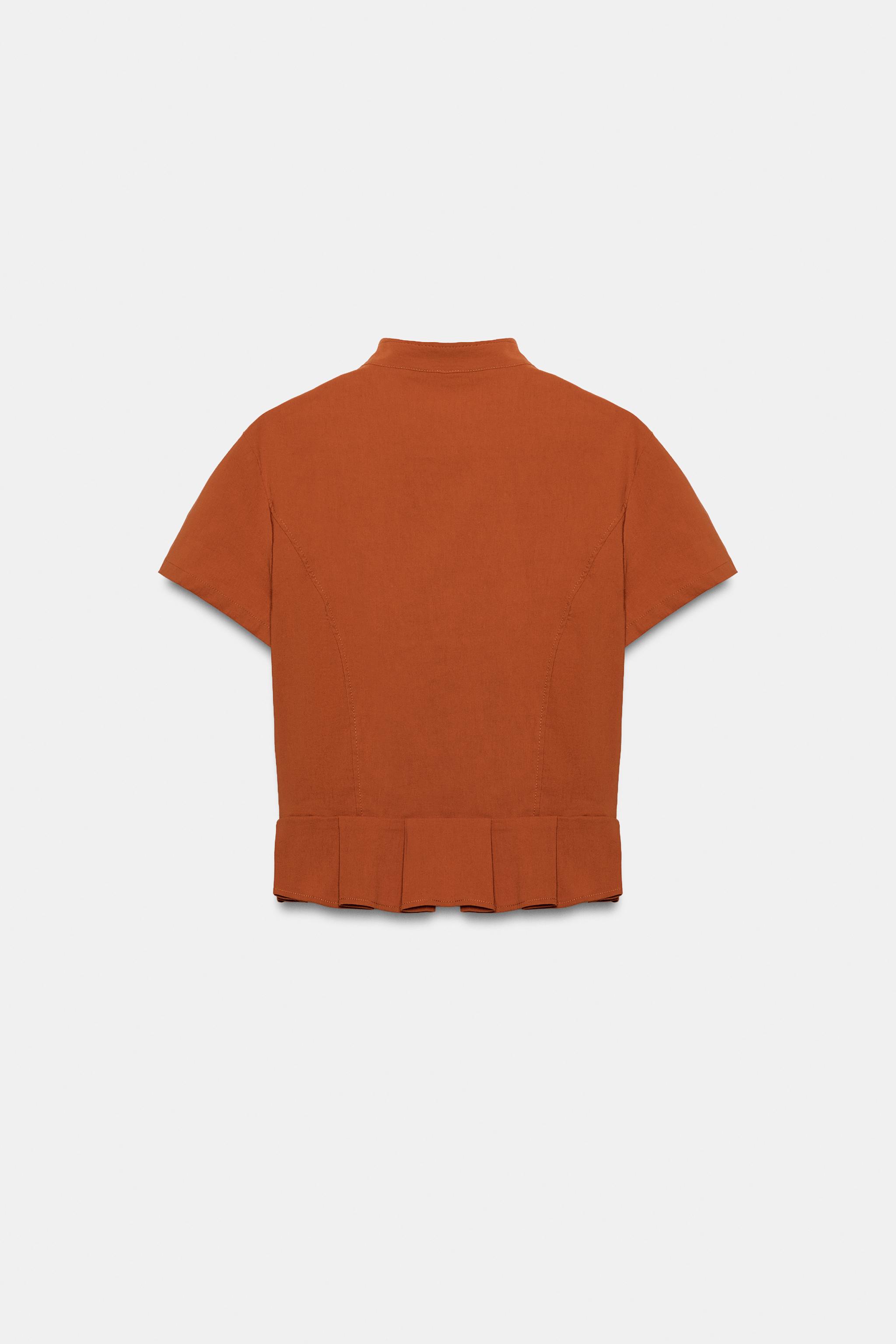 Женские рубашки Zara SHORT SLEEVE BUTTON TOP — фото 10