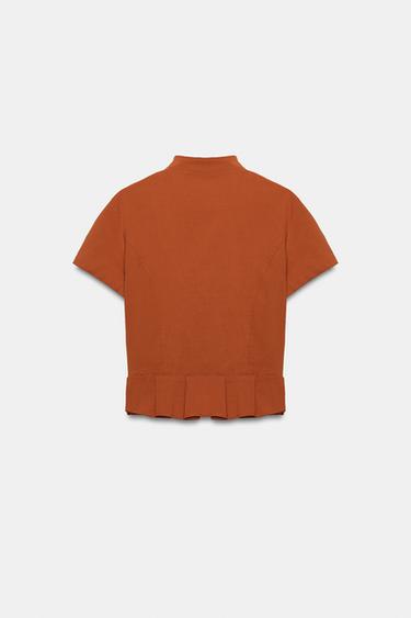 SHORT SLEEVE TOP WITH BUTTONS - Terracotta by Zara - Image 9