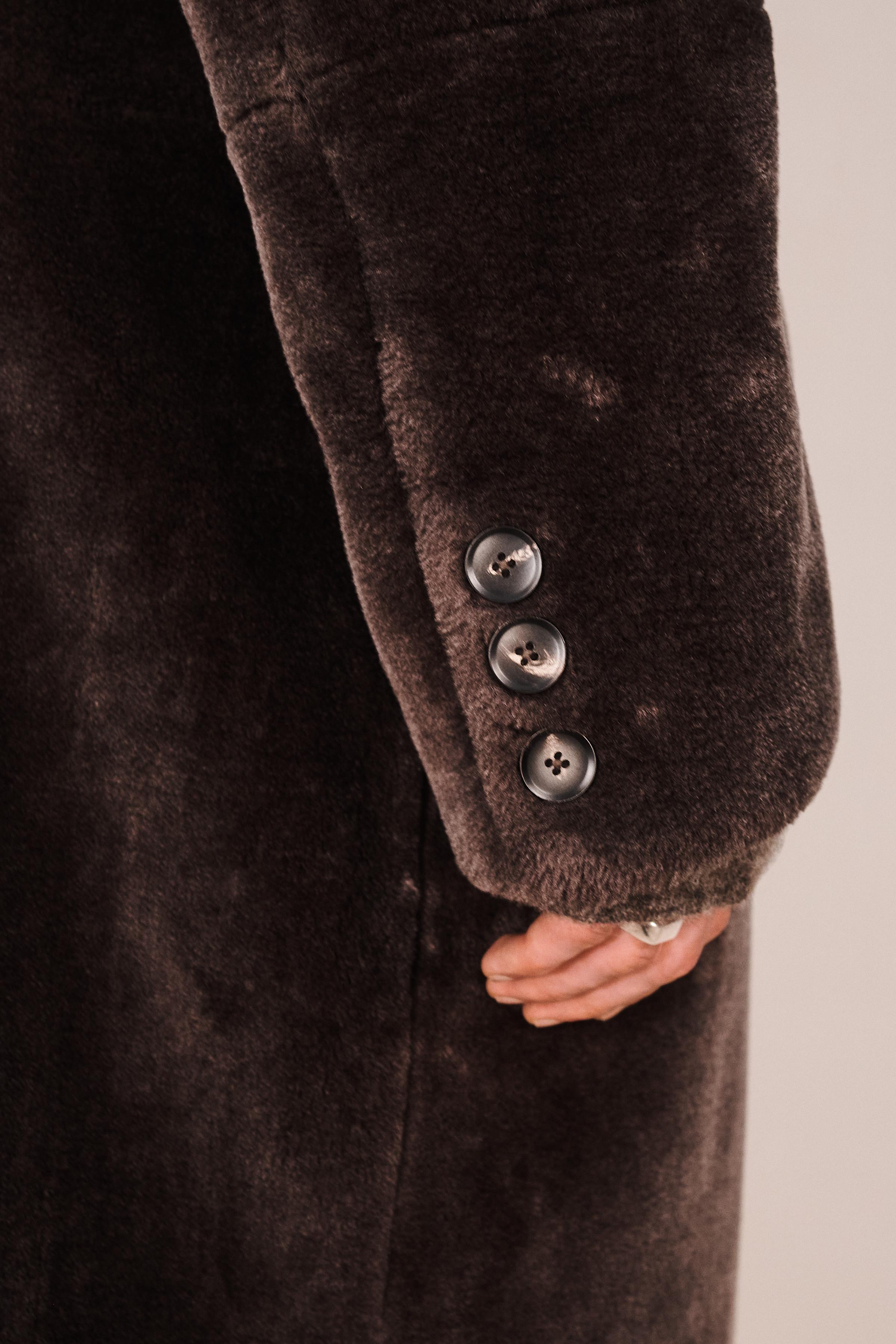 VESTE LONGUE RELAXED FIT EFFET FOURRURE