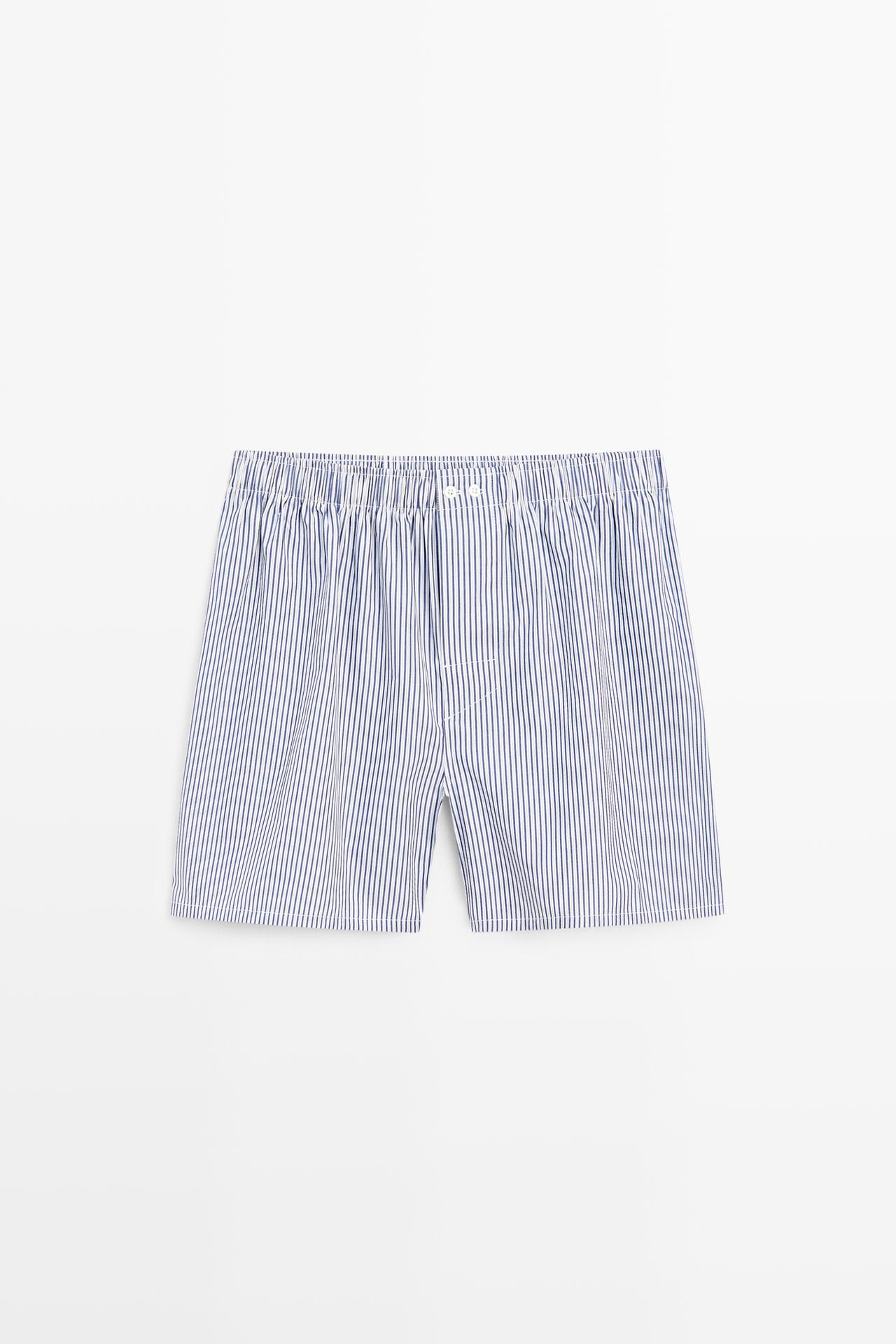 100% cotton striped boxers — Navy blue