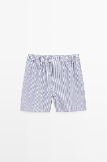 Zara 100% cotton striped boxers - Navy blue - Image 0
