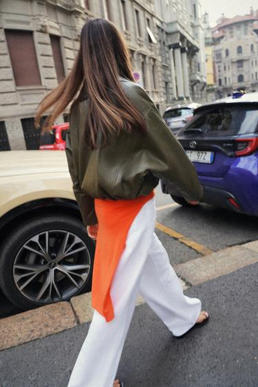 BOMBERJACK IN LEERLOOK - Kaki van Zara