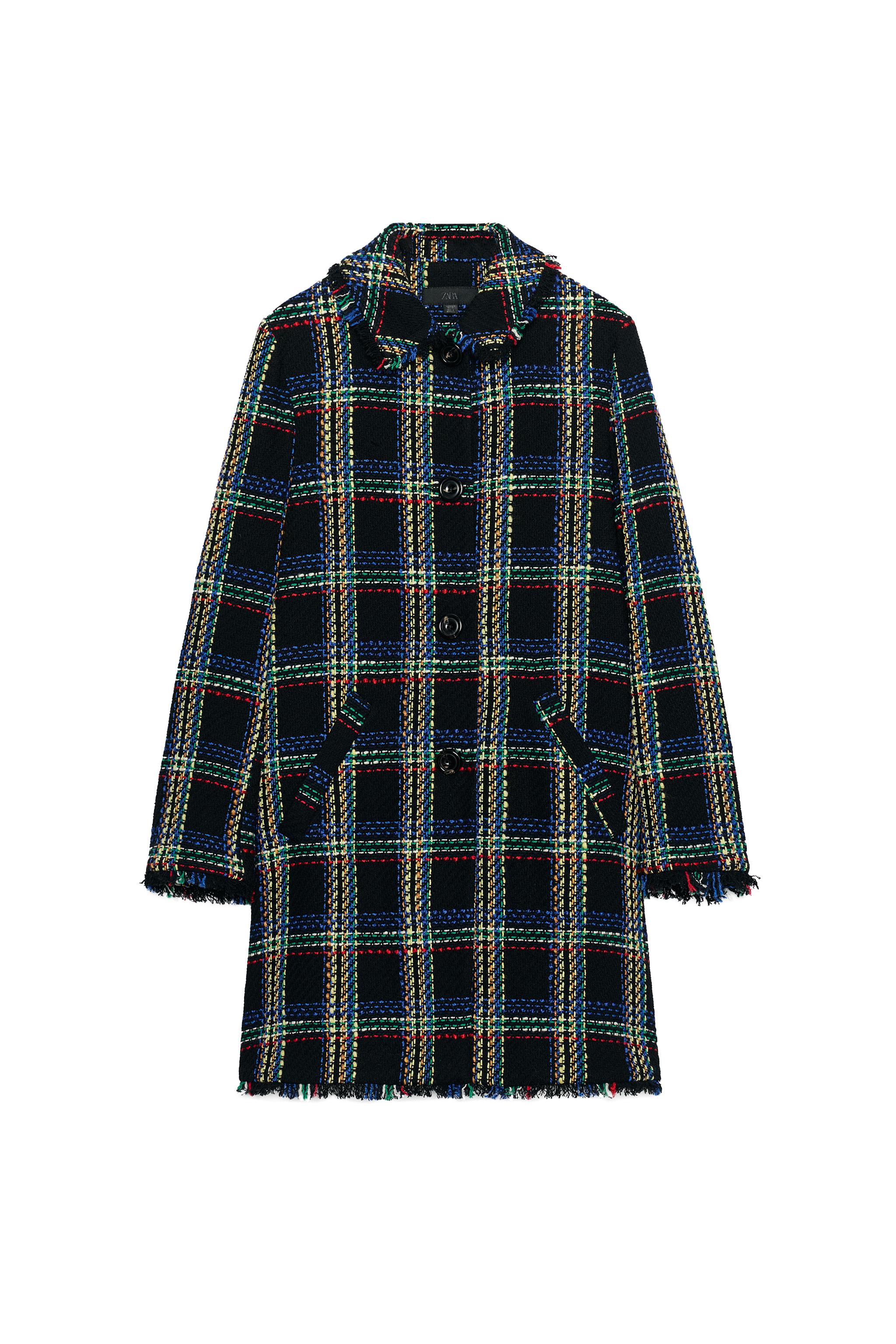 チェック柄テクスチャーコート - マルチカラ― | ZARA Japan / 日本