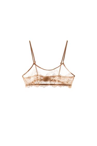Zara ČIPKASTI GRUDNJAK BRALETTE – Narančasta