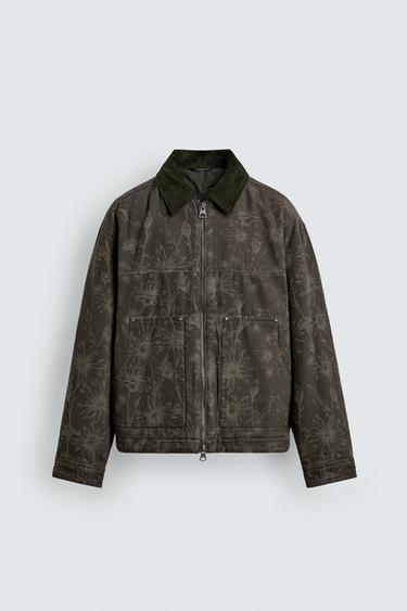 КУРТКА С ЦВЕТОЧНЫМ ПРИНТОМ — ТЕМНЫЙ ХАКИ от Zara