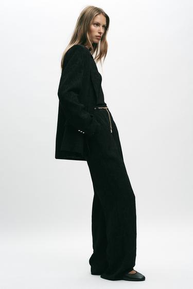 PANTALLONA ZHAKARD RRIP ZINXHIR - E zezë nga Zara