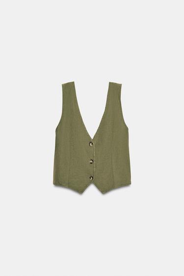 TOP ESPALDA CRUZADA - Khaki de Zara - Imagen 0