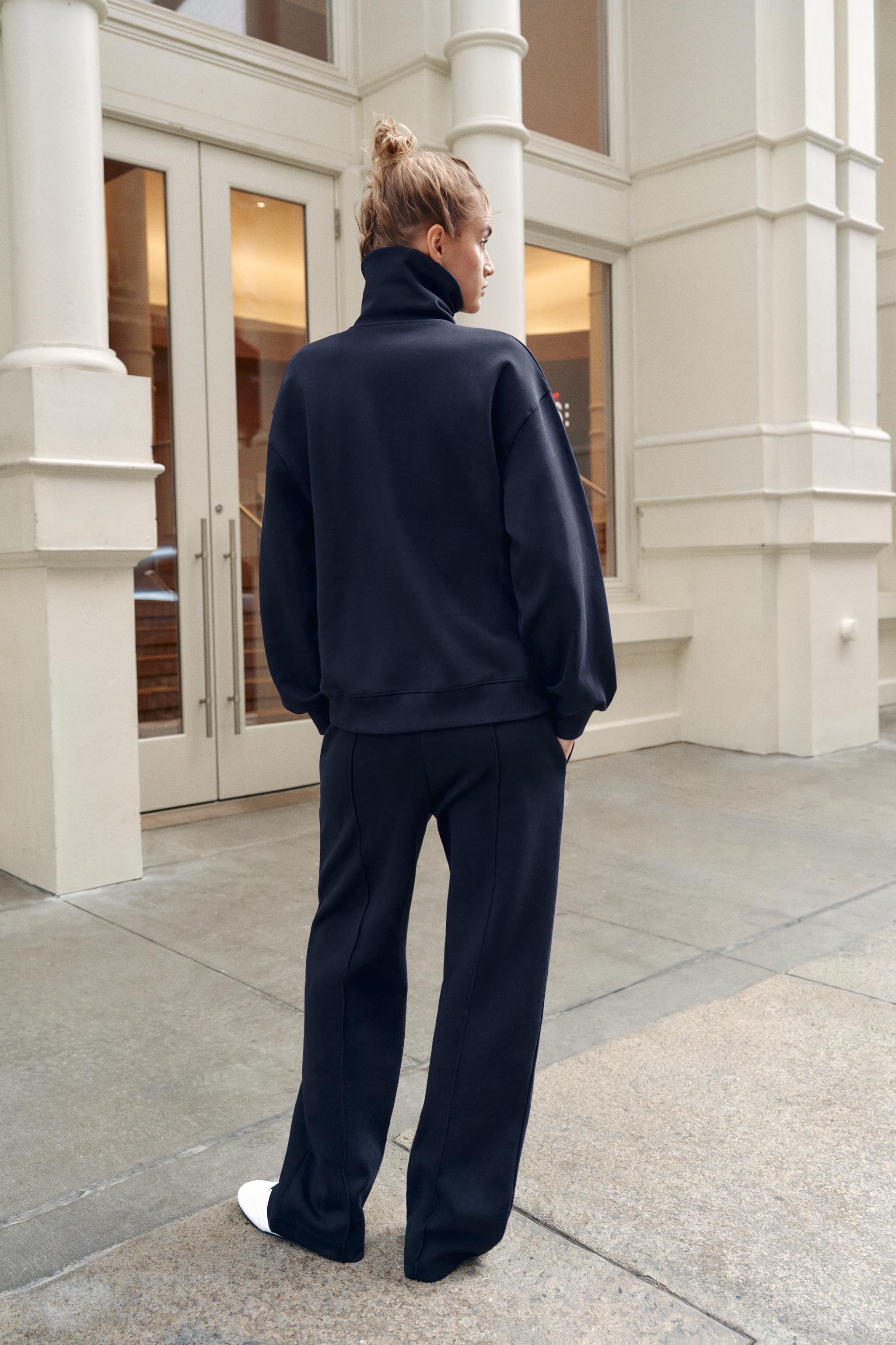 INTERLOCK ZIP-UP SWEATSHIRT - Navy blue | ZARA Curaçao / Curazao