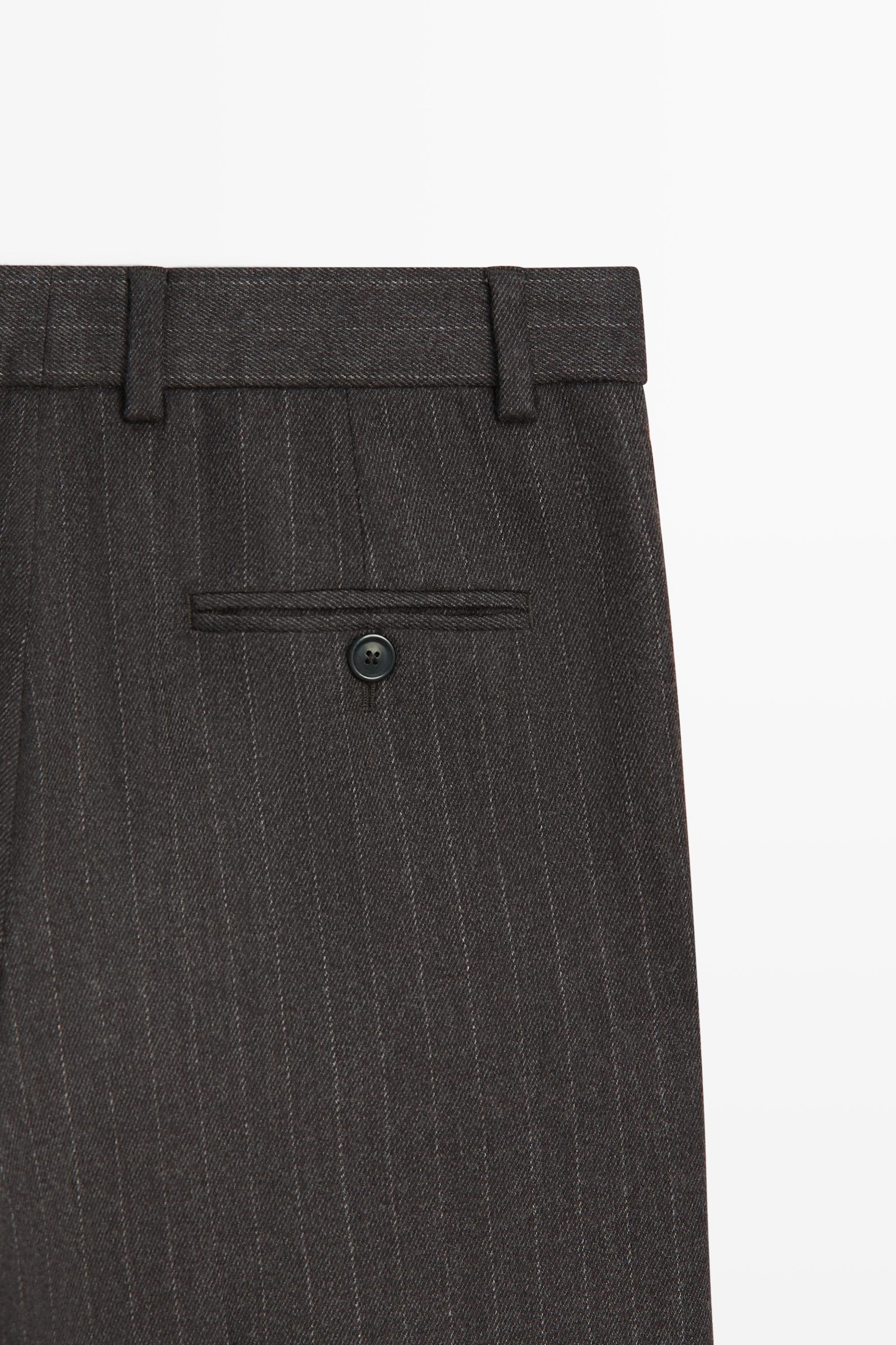 Darted pinstripe suit pants
