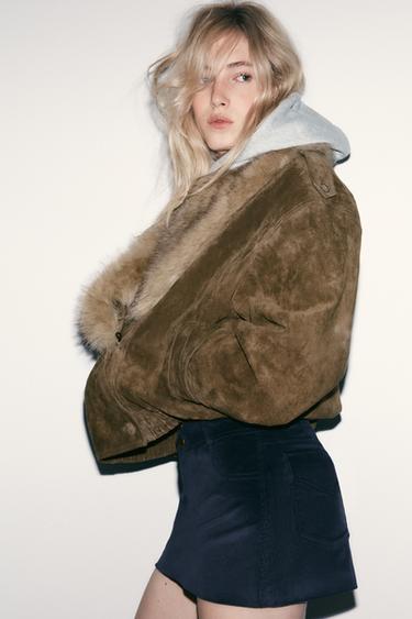 MINI-JUPE EN VELOURS CÔTELÉ - Bleu marine de Zara - Image 2