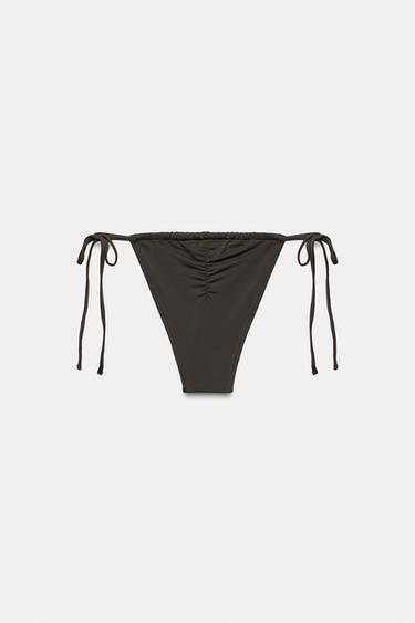 BAS DE BIKINI COULISSANT À NŒUDS - Marron de Zara - Image 8