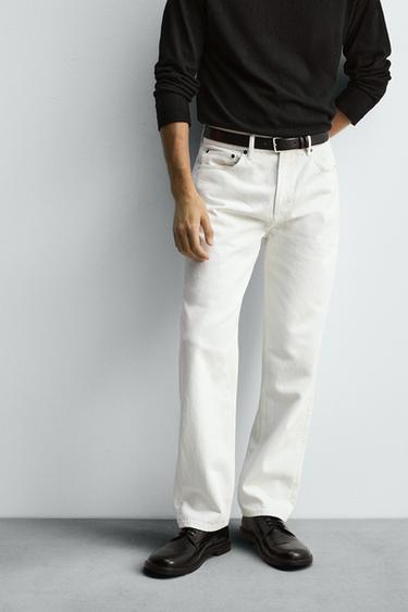 JEANS STRAIGHT ANKLE FIT - أبيض الخاص بـ Zara
