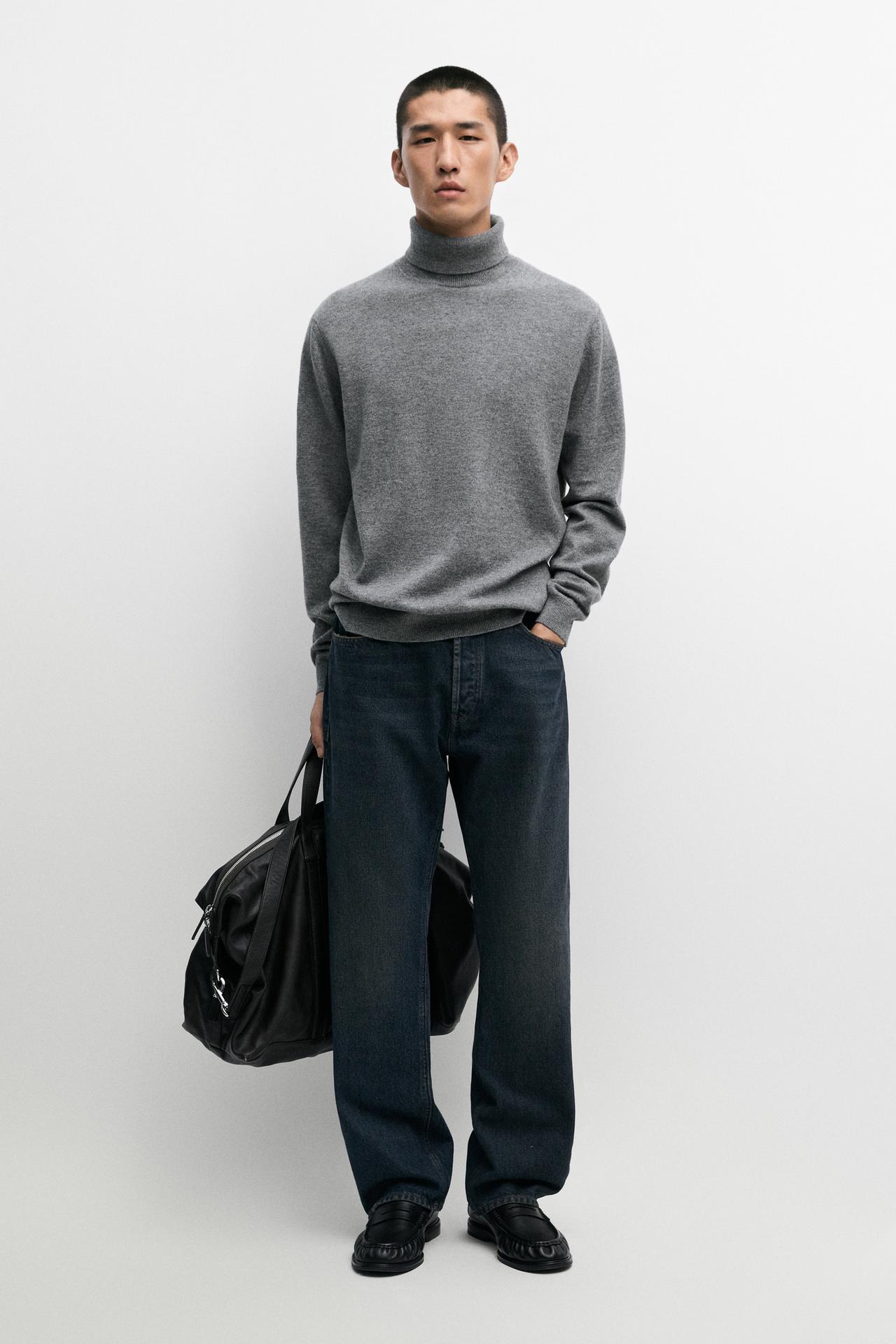 100% wool knit turtleneck sweater — Anthracite grey