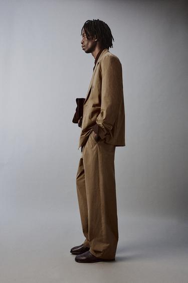 PANTALON TECHNIQUE COUPE LARGE DE COSTUME - Camel clair de Zara - Image 3