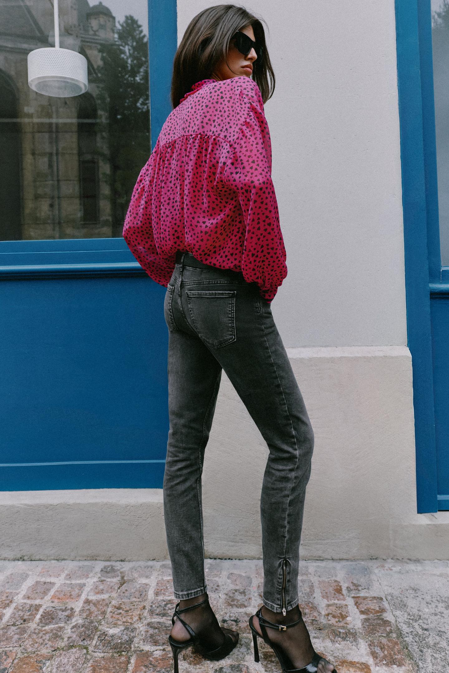Женские джинсы Zara Z1975 Low Rise Skinny Zipper, цвет: Чёрный — фото 4
