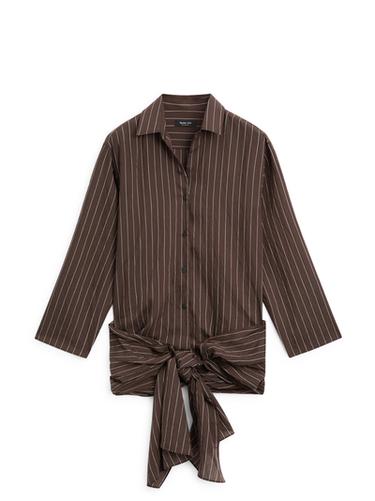 Camisa rayas detalle pañuelo - Marrón de Zara