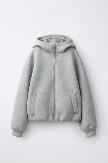 Zara 潛水布連帽外套 - 斑紋灰色