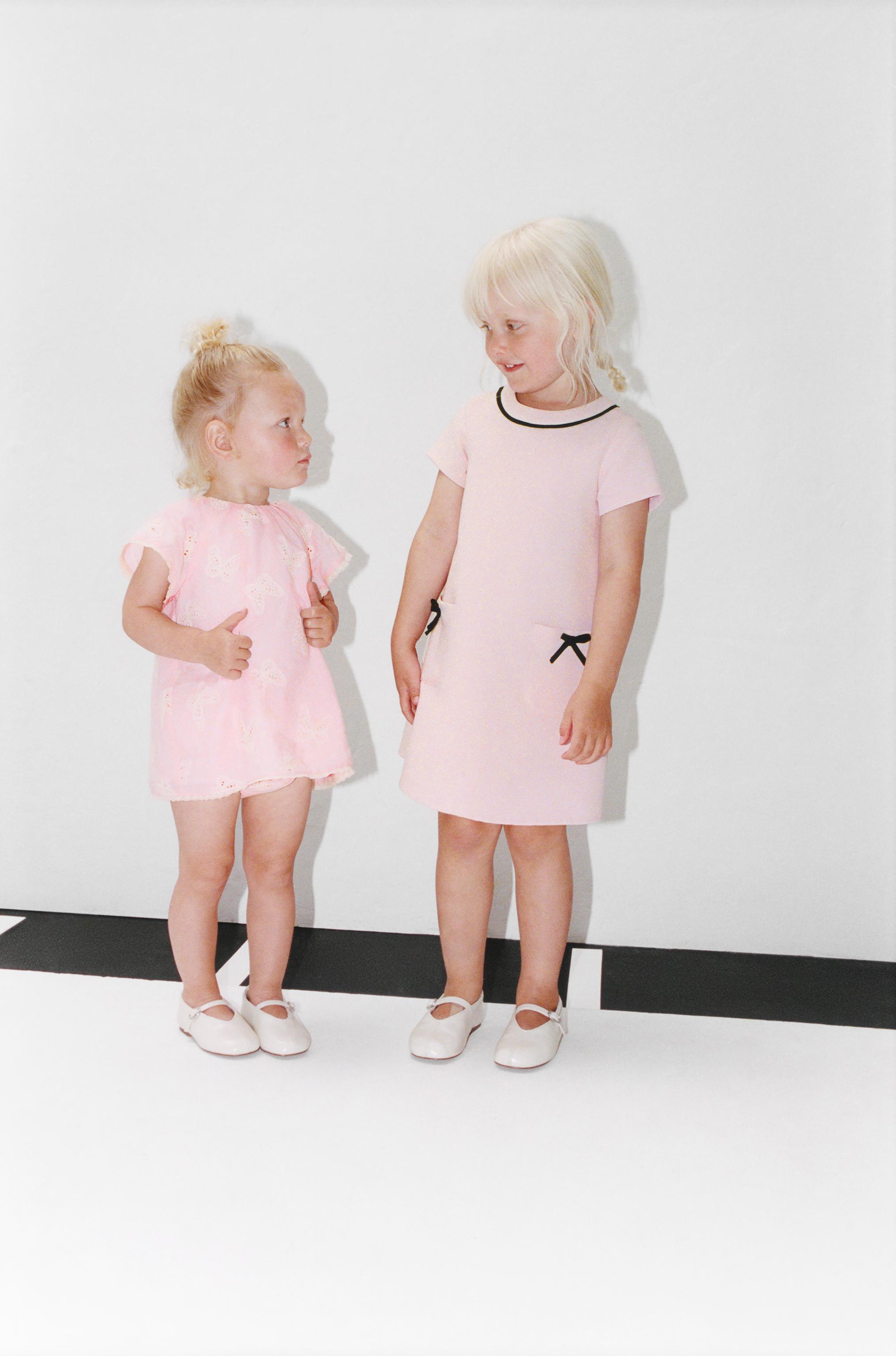 EMBROIDERED BUTTERFLY DRESS AND BLOOMER SET — Pink