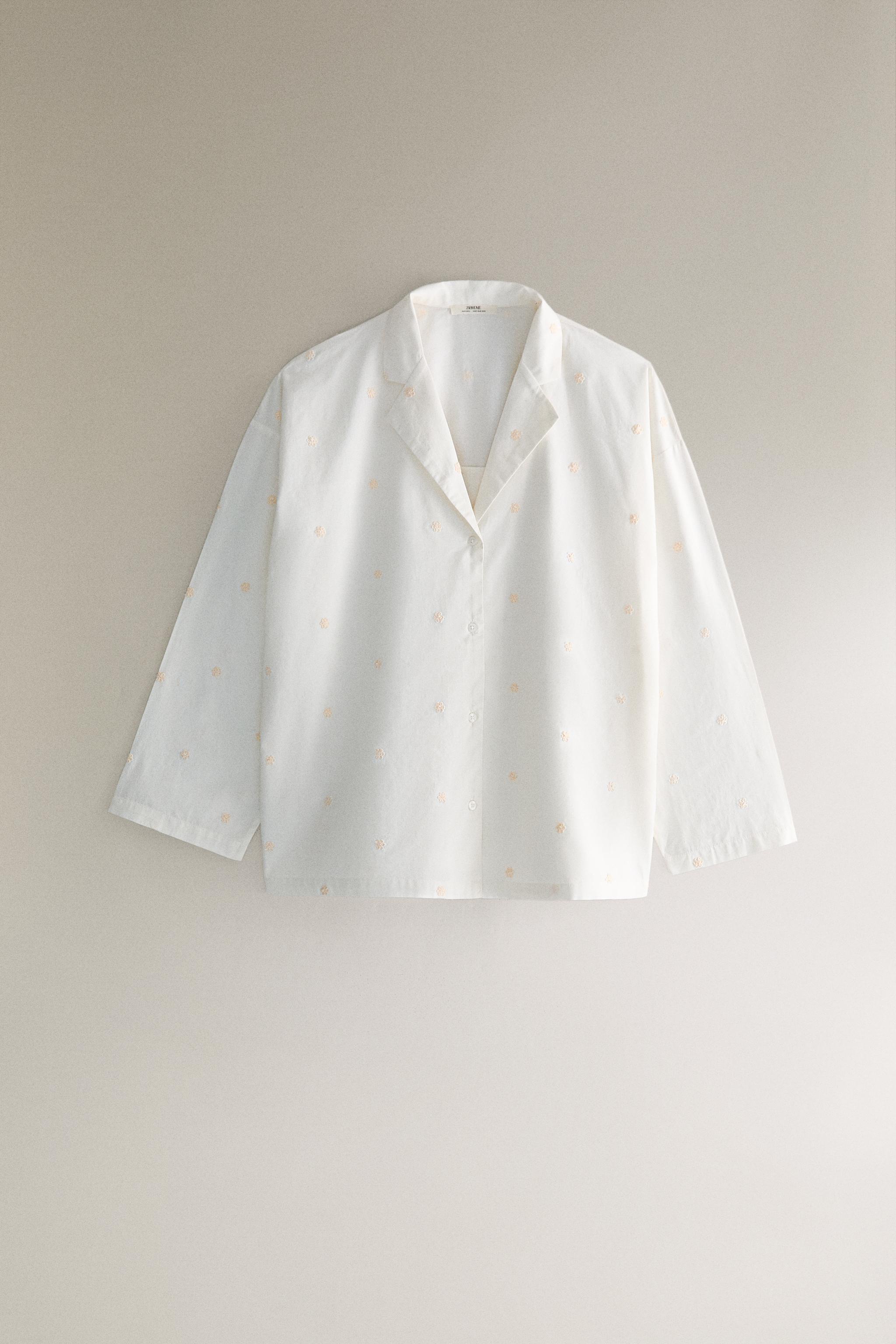 Ｓｉｌｋ　Ｃｕｐｒａ　Ｆｌｏｒａｌ　Ｅｍｂｒｏｉｄｅｒｙ　Ｏｐｅｎ　Ｃｏｌｌａｒ　Ｓｈｉｒｔ