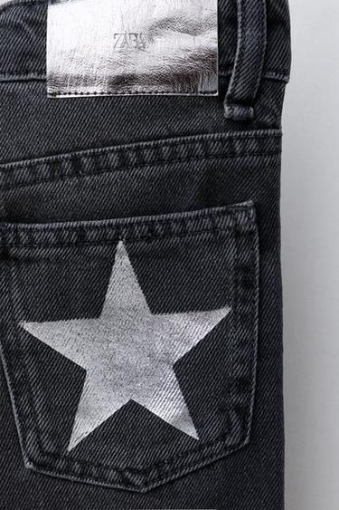 JEAN LARGE À ÉTOILES - Noir de Zara - Image 3