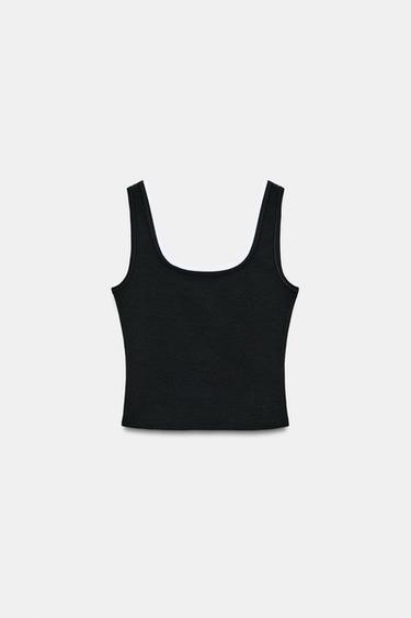 Zara OVERLAY TOP - Black