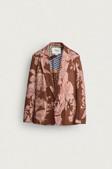 LIMITED EDITION PRINTED LINEN BLEND RELAXED FIT BLAZER - Printed by Zara