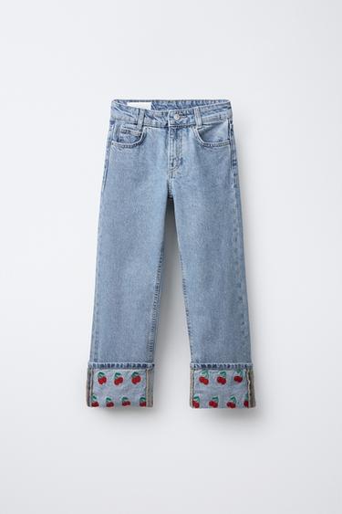 JEANS STRAIGHT CEREZAS - Azul de Zara