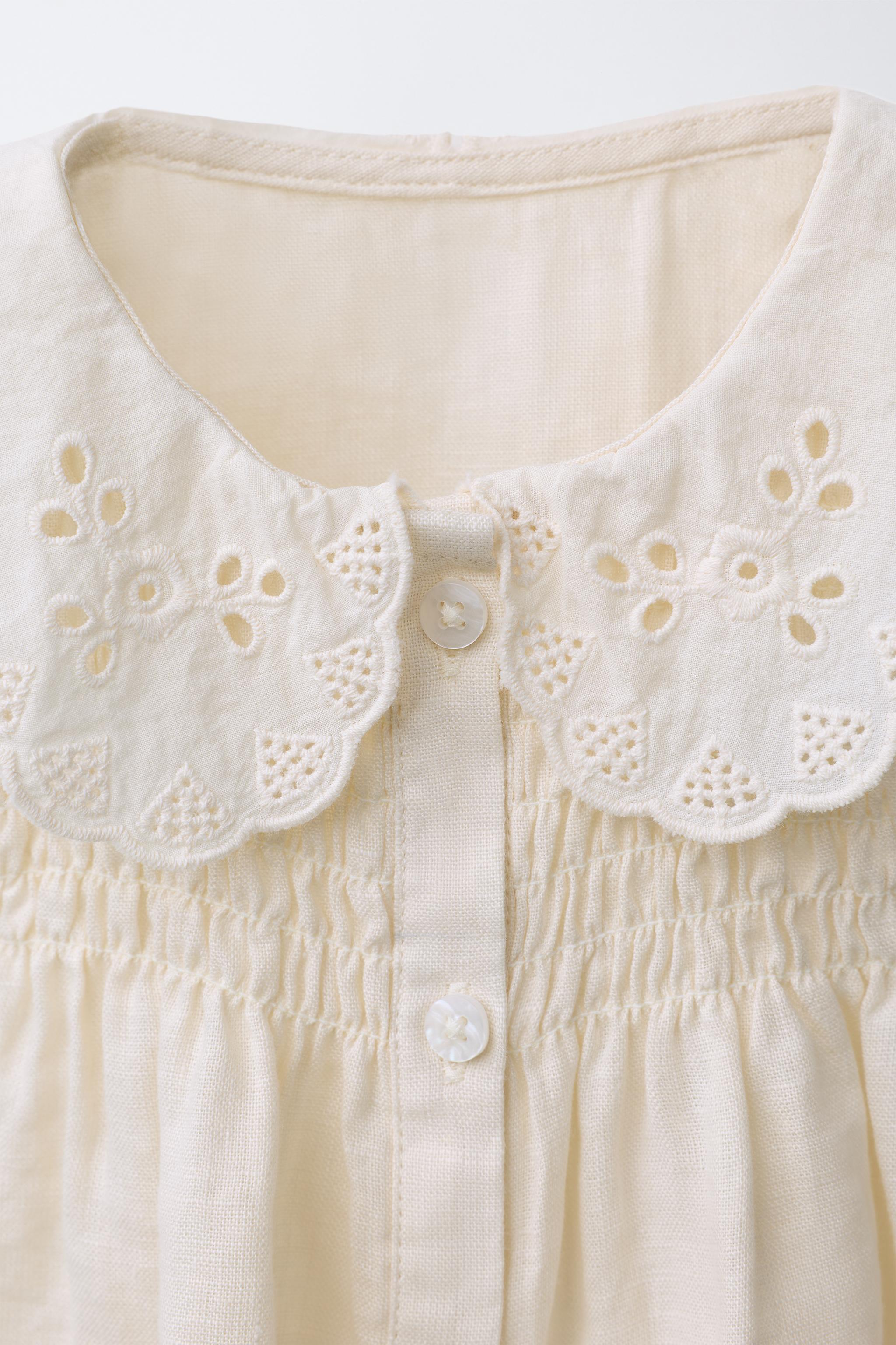 100% LINEN LACE COLLAR BLOUSE