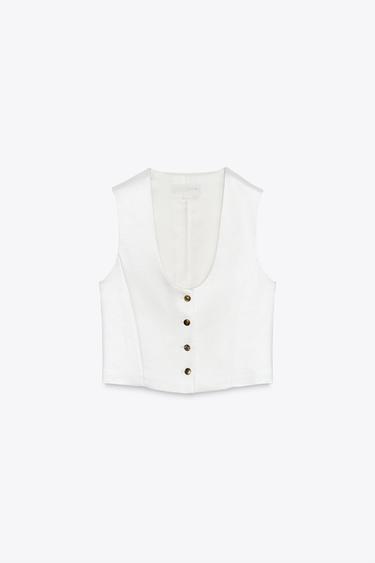 ZW COLLECTION SATIN WAISTCOAT - White by Zara - Image 4