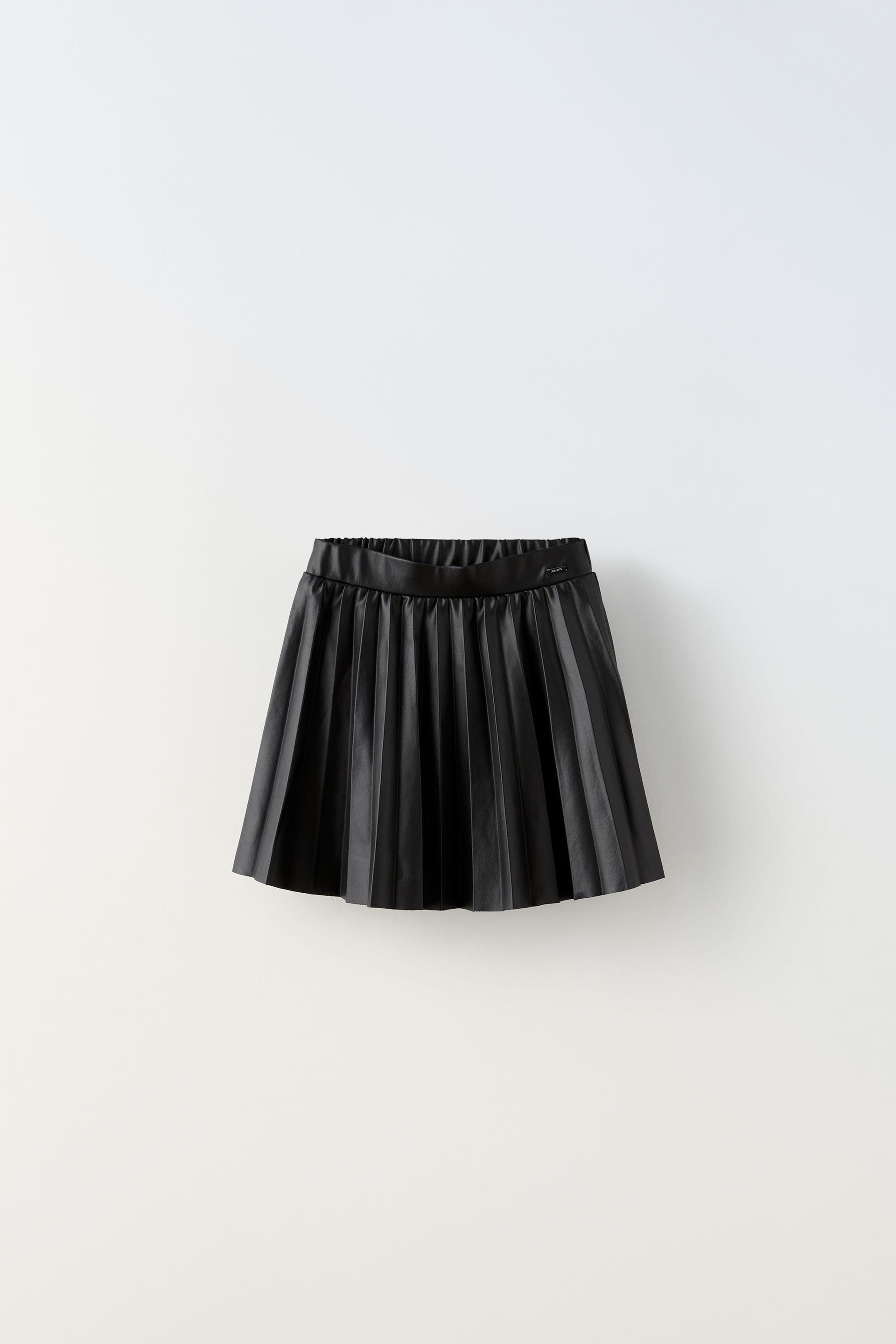 RUBBERISED BOX PLEAT SKIRT Black ZARA South Africa