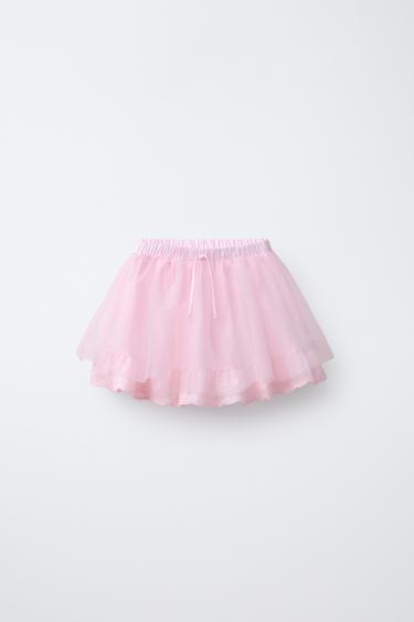 EMBROIDERED TULLE DOUBLE LAYER SKIRT - Pastel pink by Zara