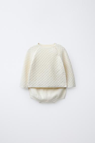 STRICKPULLOVER UND HÖSCHEN-SET - Cremefarben von Zara - Bild 0