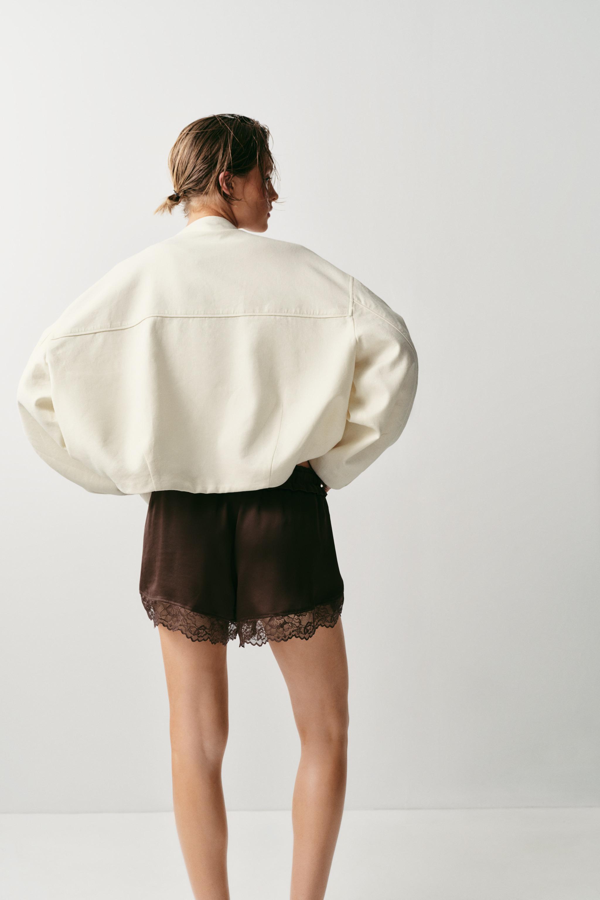 Женские шорты Zara LACE TRIM SHORTS — фото 4