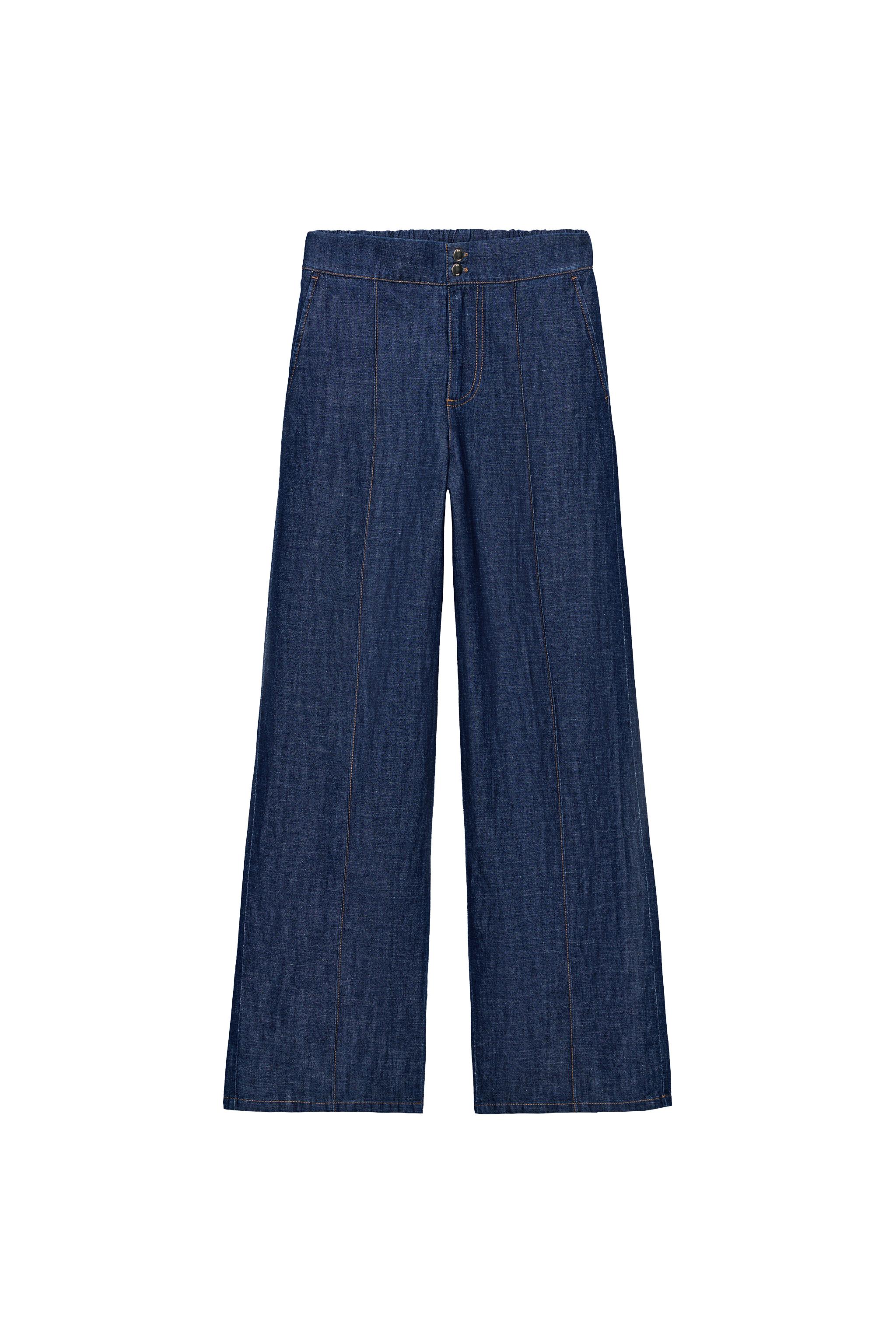 LINEN BLEND STRAIGHT LEG PANTS