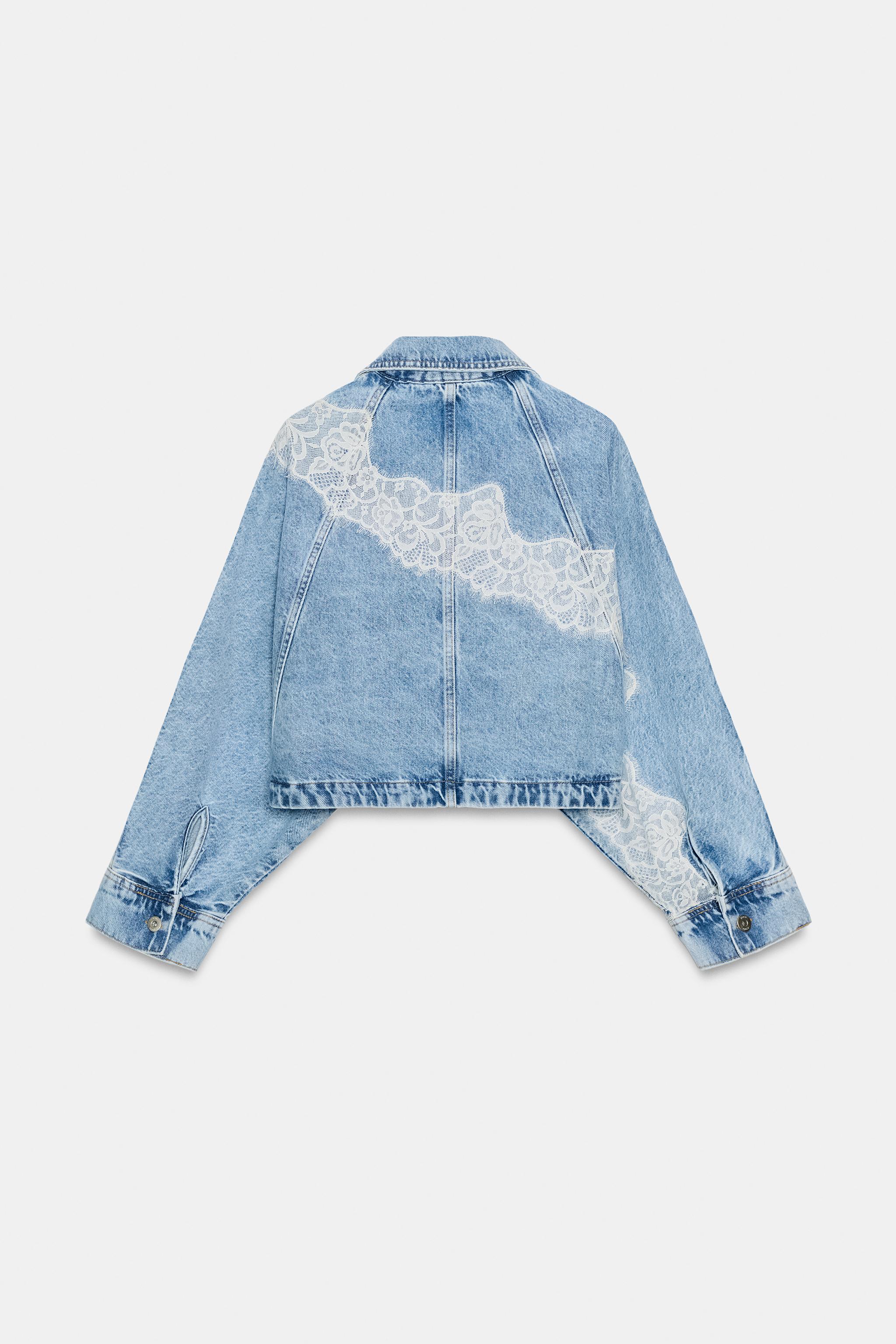 BLOUSON COURT EN JEAN ET DENTELLE Z1975