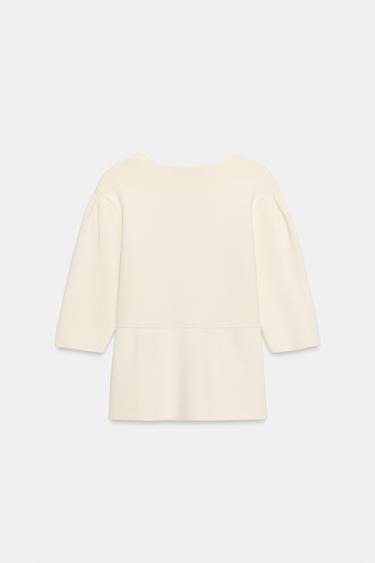 SHORT SLEEVE KNIT CARDIGAN - Ecru by Zara - Image 6