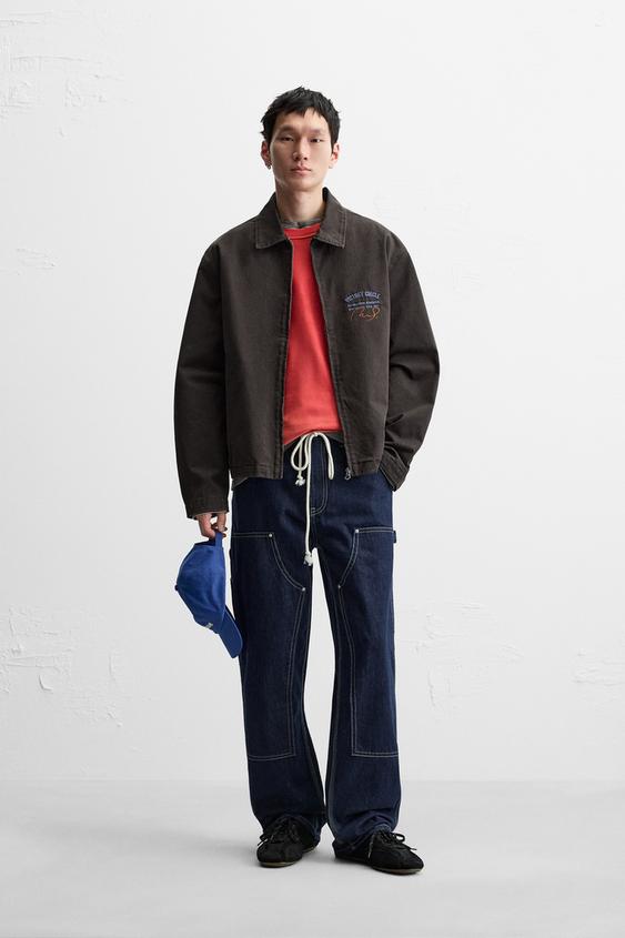 コントラストエンブロイダリー ジャケット - ブラウン | ZARA Japan / 日本