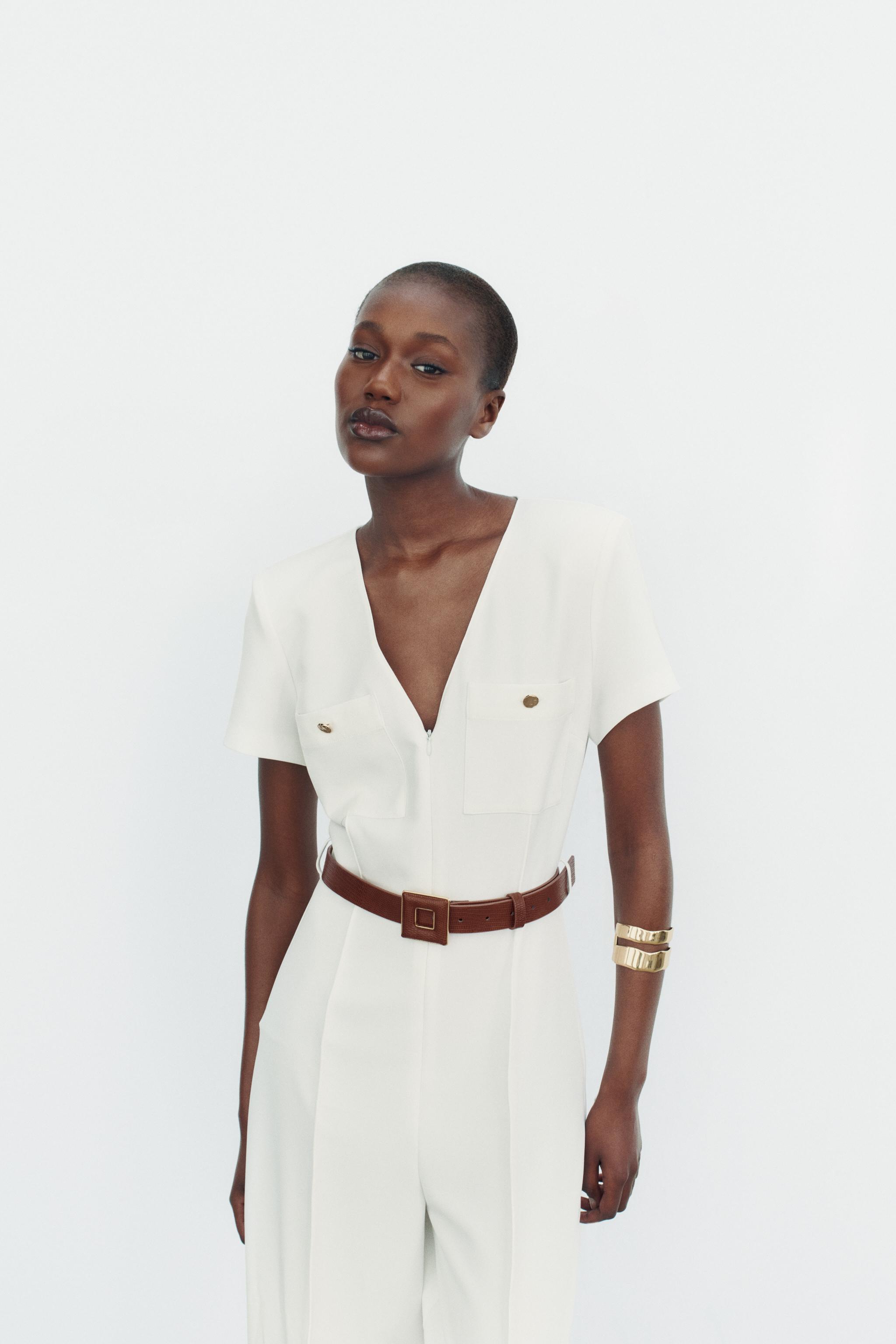BELTED CREPE JUMPSUIT - White | ZARA Canada