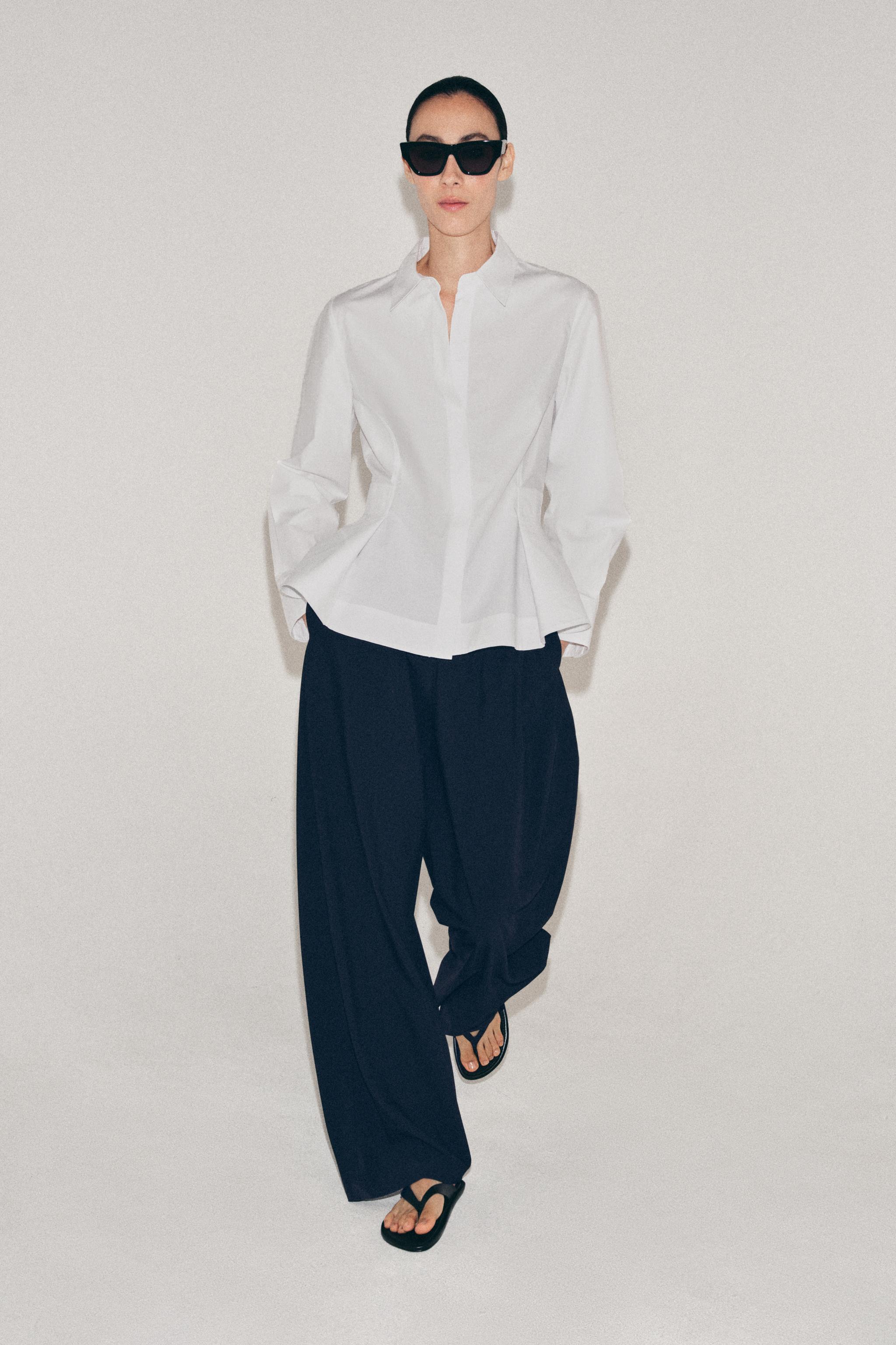 ZW COLLECTION PEPLUM POPLIN SHIRT
