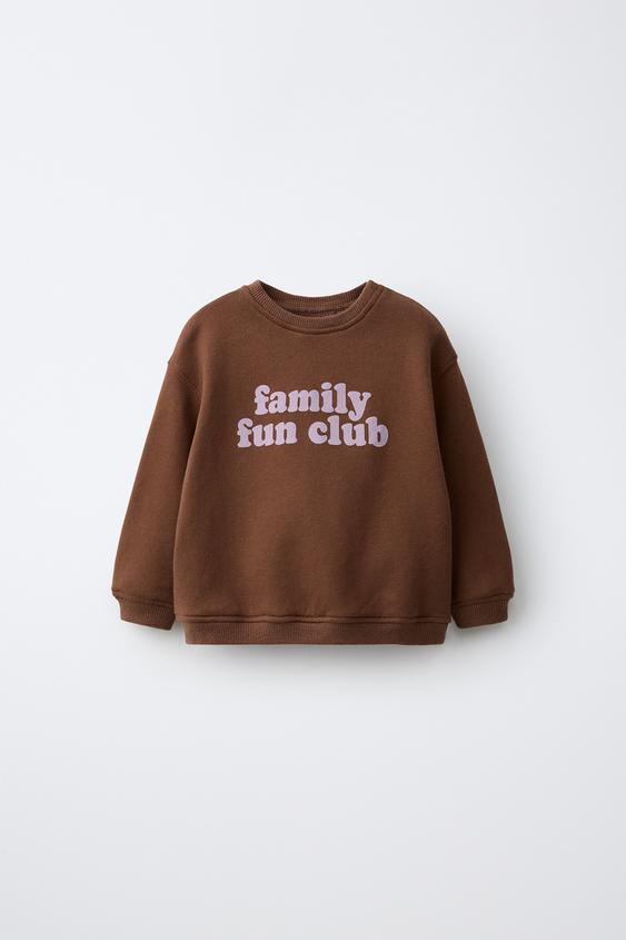 SLOGAN PRINT SWEATSHIRT - Brown by Zara - Image 0
