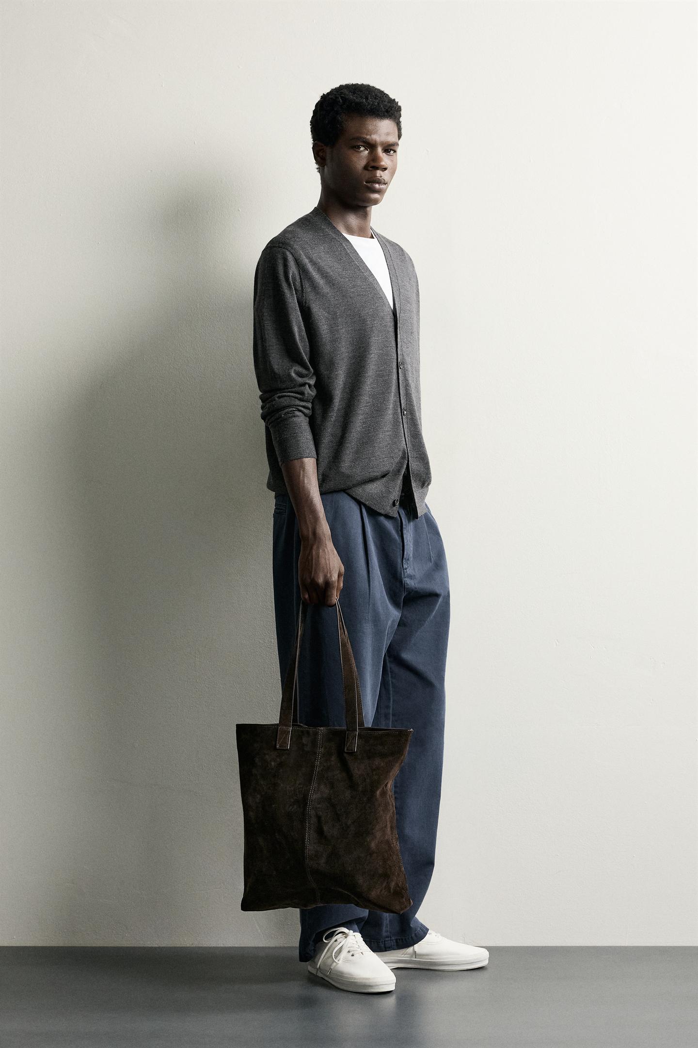 Мужской кардиган Zara 100% Wool Regular Fit, цвет: Антрацитовый серый — фото 4