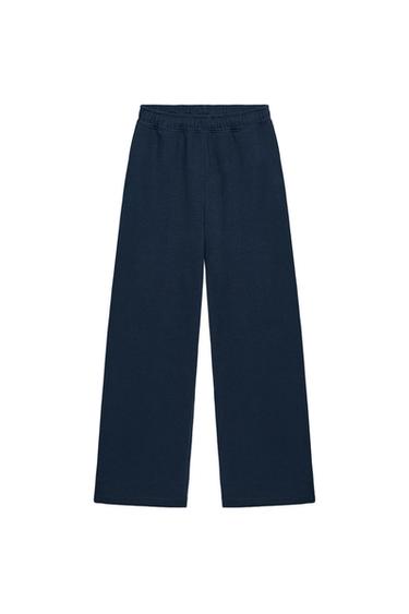 PANTALÓN FELPA BÁSICO RECTO BAJO AJUSTABLE - Marino de Zara