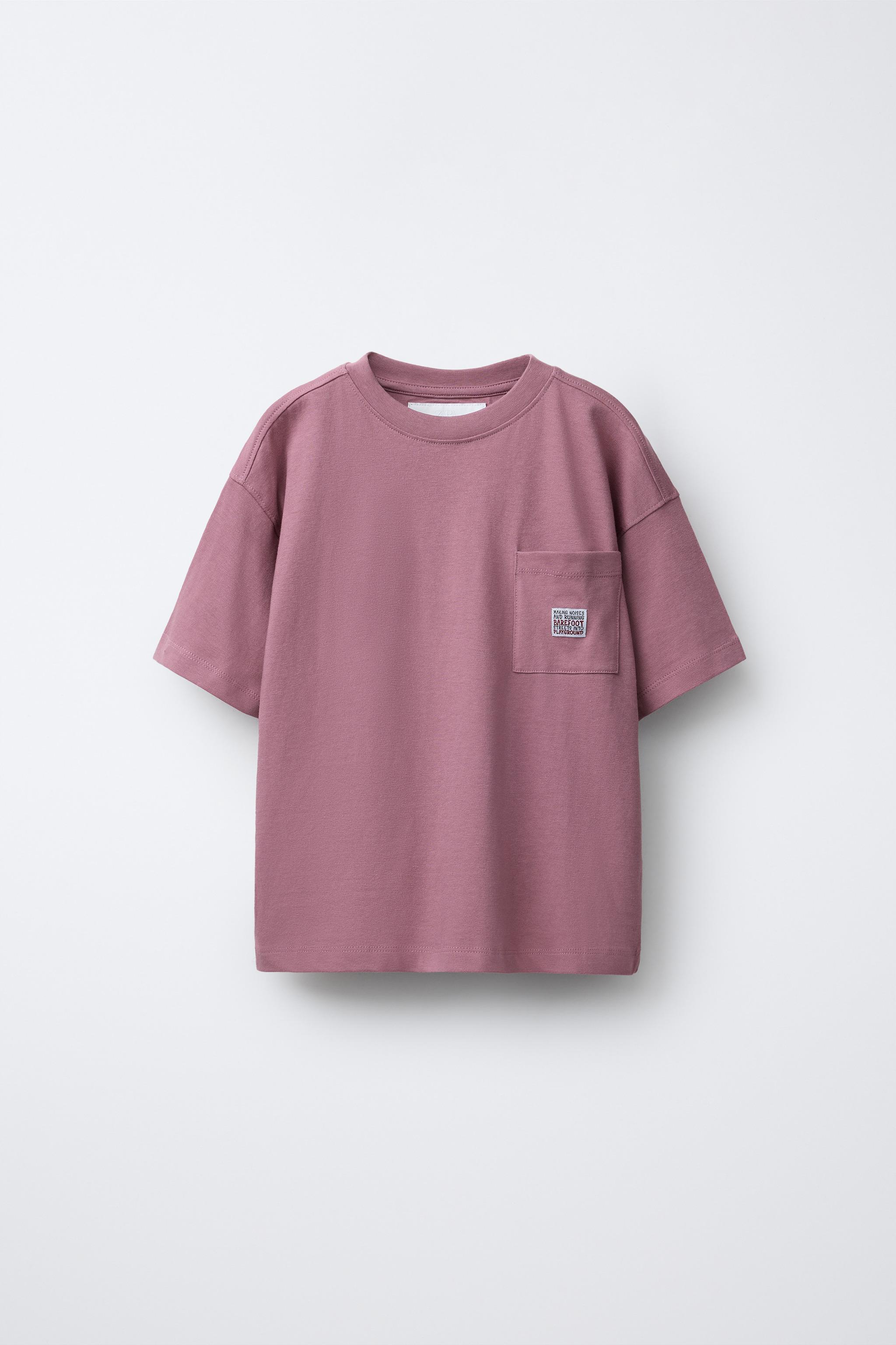 T-SHIRT WITH POCKET LABEL - dirty-mauve | ZARA United States