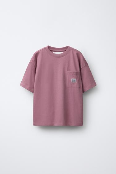 CAMISETA BOLSILLO ETIQUETA - malva-sucio de Zara