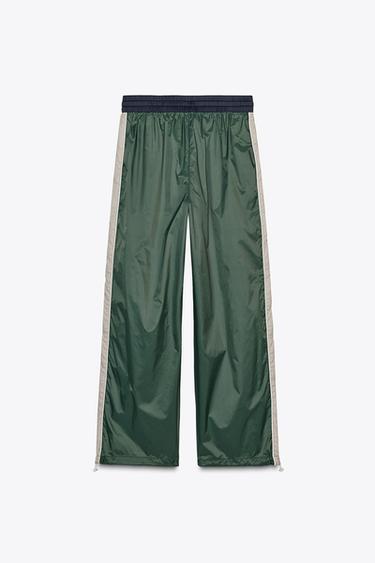 TROUSERS WITH SIDE TAPING - Green / Ecru by Zara - Image 4