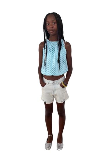 VOLUMINOUS POLKA DOT TOP - Light blue by Zara