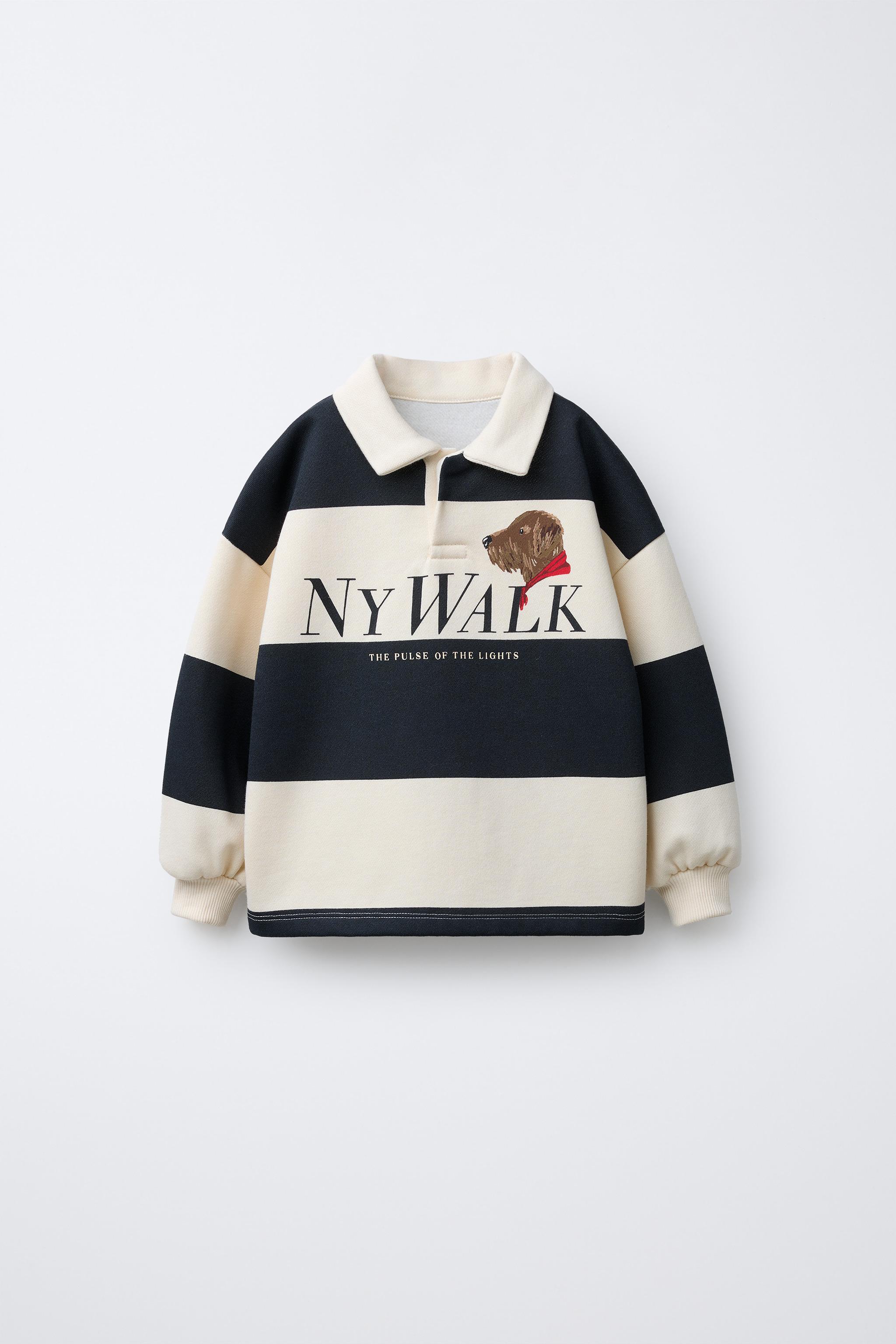 STRIPED DOG PRINT POLO SHIRT