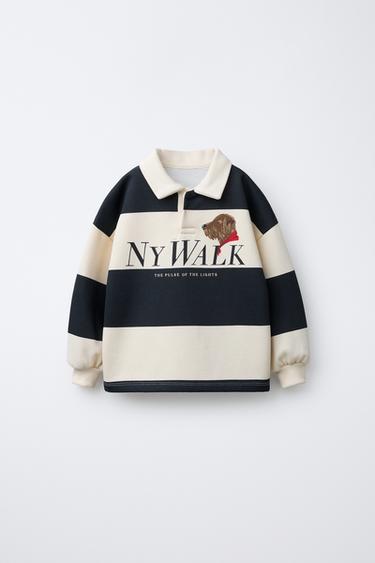 POLO RAYAS ESTAMPADO PERRO - Gris de Zara - Imagen 0