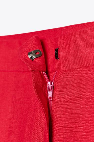 STRAIGHT-LEG LINEN BLEND TROUSERS - Strawberry by Zara - Image 4